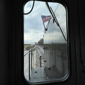 View through the cab of a GP9 Train Engines