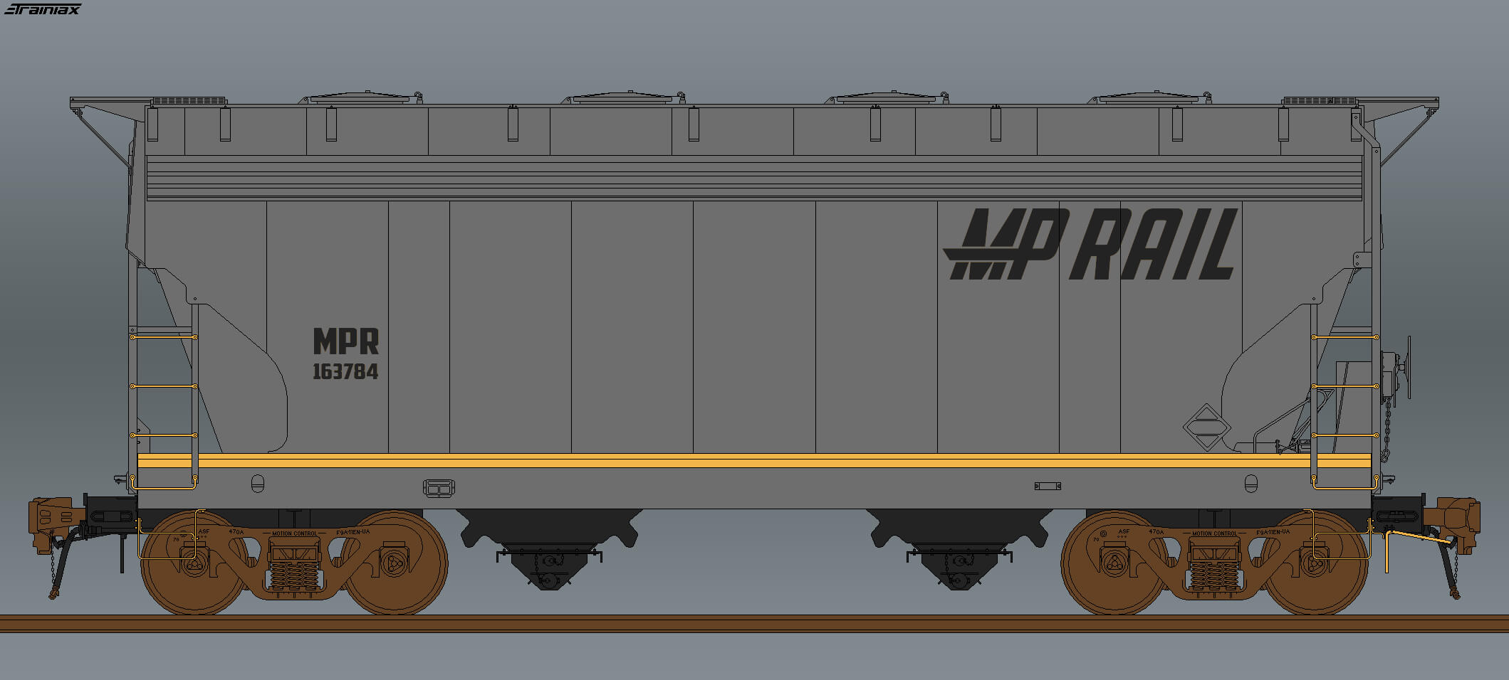 MPRail CoveredHopper 3272cf 2Bay MRR DarkerGrey V2
