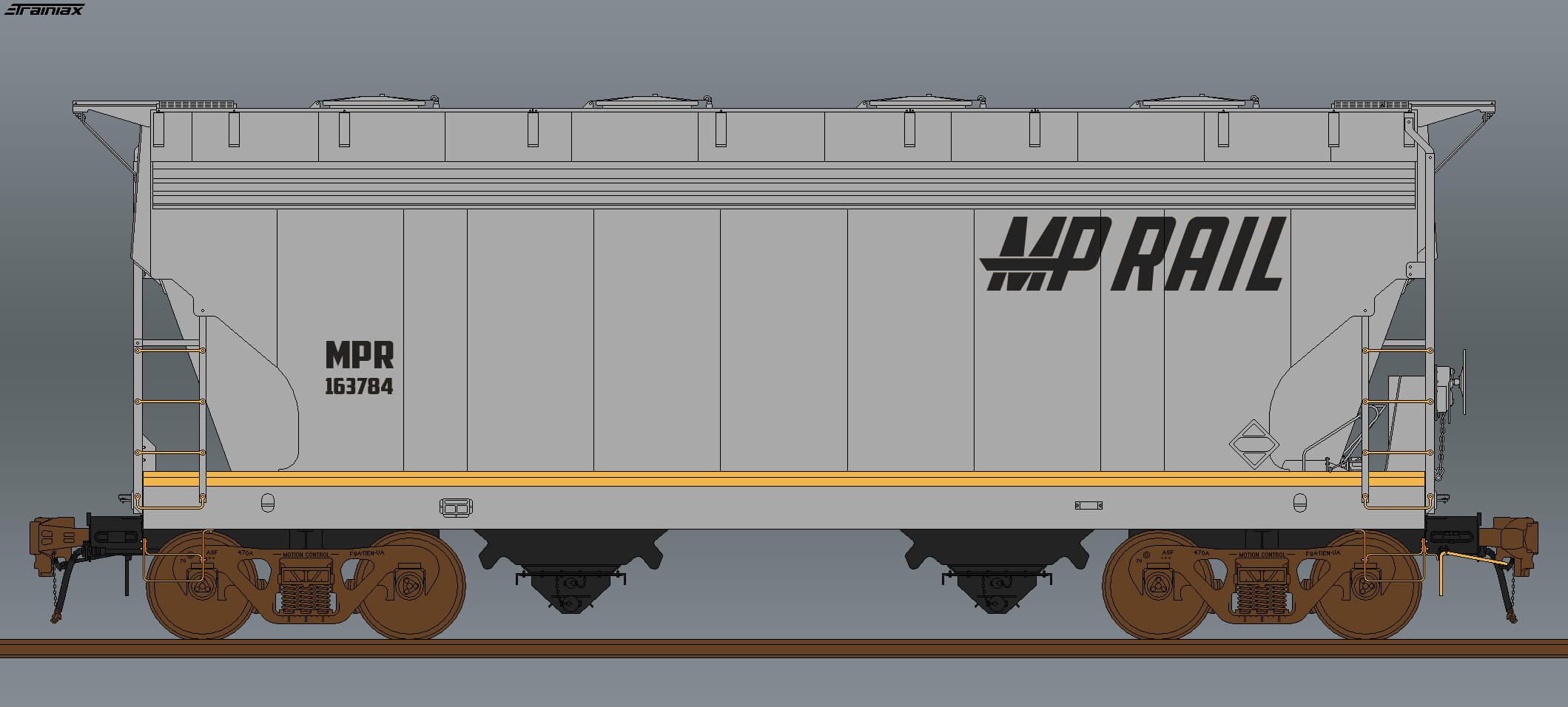 MPRail CoveredHopper 3272cf 2Bay MRR LighterGrey V2